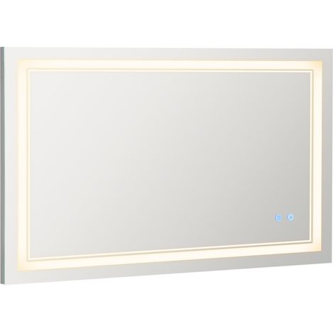 Miroir LED salle de bain 100x60cm argent, interrupteur tactile, lumière réglable, fonction mémoire