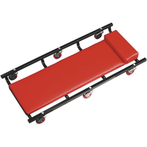 Sealey 36"" Deluxe American-Style Creeper with Steel Frame & 6 Wheels - Red SCR75