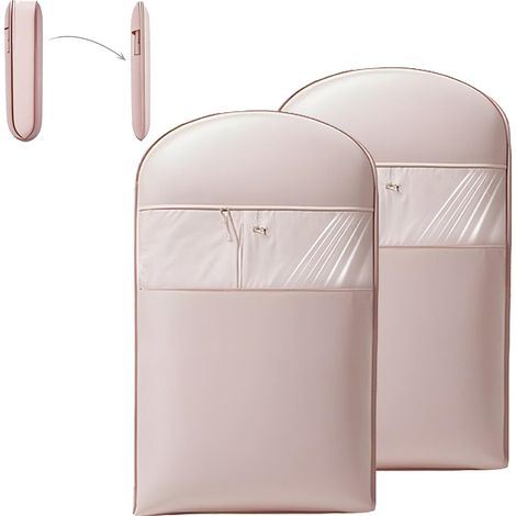 Set di 2 borse porta abiti salvaspazio con cerniera autocompressiva, per piumini, 110 cm, rosa (1/5)