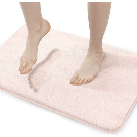 Tapis de bain LEEYNEER en mousse à mémoire de forme, 61 x 91 cm, violet foncé, antidérapant, lavable en machine (1/5)
