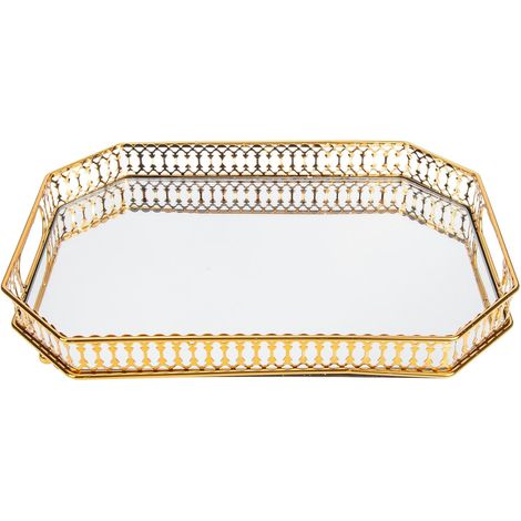 SECFOU Plateau de rangement élégant au design moderne pour salles bains , en métal et verre , avec e