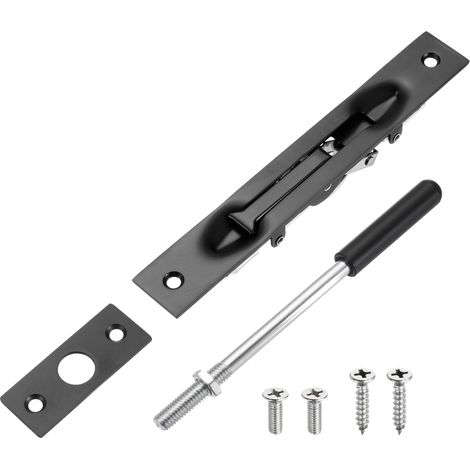 1 Pack Verrou En Applique Allongé Avec Tige, 6 Pouces Verrou En Applique En Acier Inoxydable Serrure De Sécurité Dissimulée Pour Double Portes, Composite, Wood Portes, (1/5)