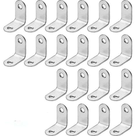 Black Right Angle Bracket L Shape Bracket, 20 Pieces Stainless Steel 90 Degree Angle Bracket, Shelf Bracket 30 X 30 X 16mm Corner Bracket With Screws (1/4)