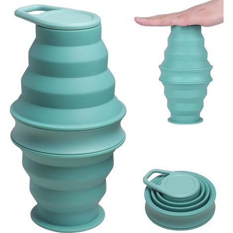 5 botellas de agua plegables de silicona, 500 ml, sin BPA, botella de agua plegable, botella de agua deportiva portátil para exteriores, viaje (1/5)
