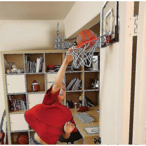 Panier de basket-ball d'intérieur mini professionnel pour enfants, avec accessoires complets pour porte ou mur. (1/5)
