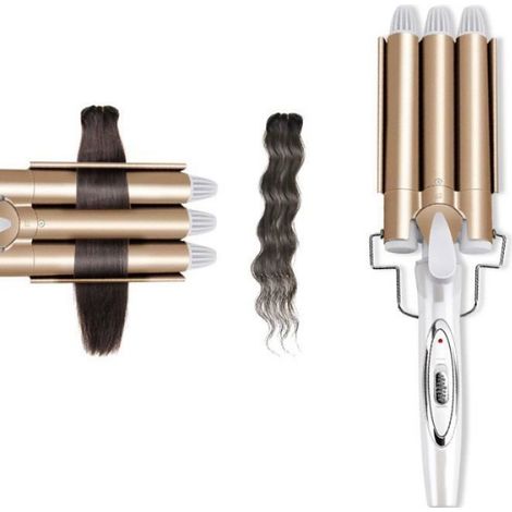 Fer à friser professionnel en céramique à Triple baril outil de coiffure, bigoudi électrique (1/4)