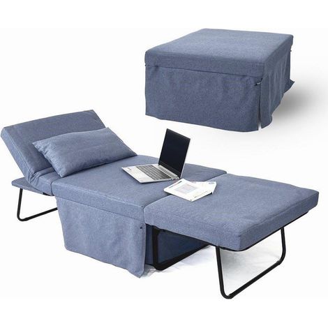 Brandina letto pouf richiudibile in tessuto blu jeans - Bibi (1/5)