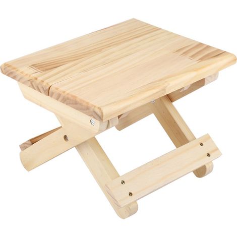 Petit banc carré pliable en bois massif, Styles ruraux, conception ergonomique, fabrication soignée (1/5)