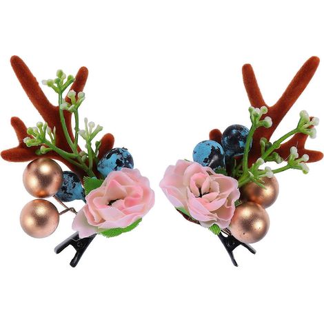 Pince à cheveux décorative en forme de bois de cerf pour Noël (1 paire) (1/5)