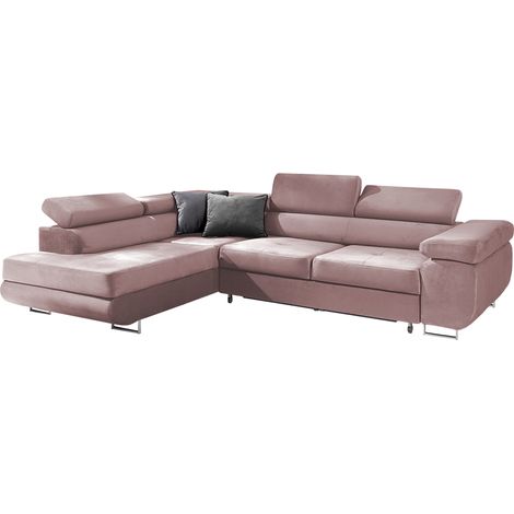 Ecksofa, links umwandelbar, 4-sitzig Wilson Velours Rose