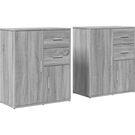 Credenza cassettiera mobile contenitore organizer cucina soggiorno salotti set di 2 sonoma 60 x 31 x 70 cm legno ingegnerizzato grigio 020036958