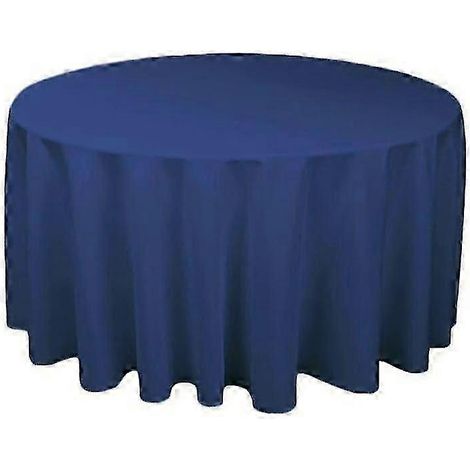 Nappe ronde en polyester pour réception de mariage disponible en blanc noir rouge bleu et or - Diamètre 180 cm - Bleu marine (1/4)