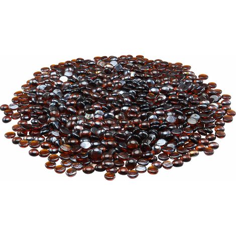 Mophorn Vetro per Braciere, Pietre Resistenti alle Alte Temperature, 4,5 kg, Perline Riflettenti e Antifumo da 19,05 mm, Perle di Vetro per Tavolo da Braciere, Colore Ambra Intenso (1/5)