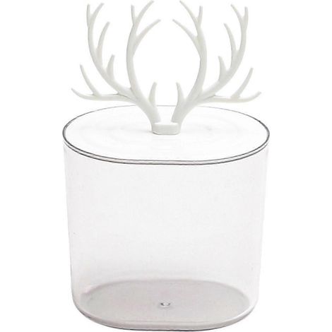 Pot d'apothicaire, disques de coton, fil dentaire, cure-dents gris-White