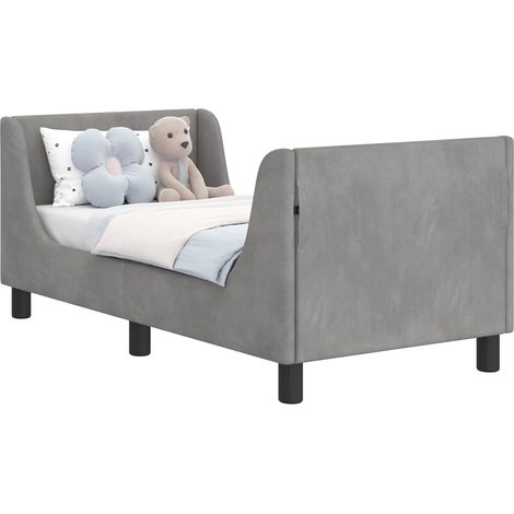 Toddler Bed Frame with Headboard Light Grey 70 x 140 cm Velvet vidaXL