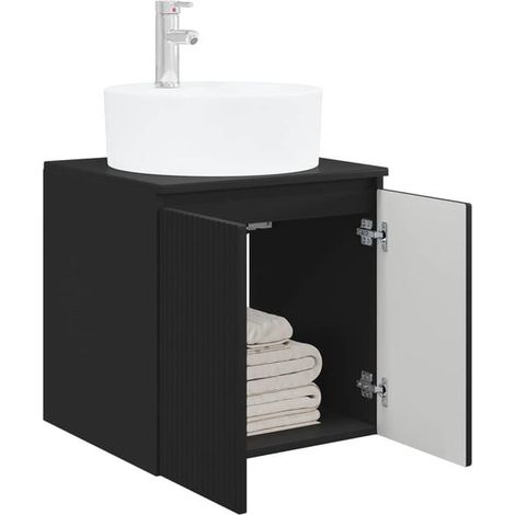Meuble Lavabo Mural Noir 49,5 x 44,5 x 65 cm - Meuble de Salle de Bain avec Évier Intégré, Design Moderne et Compact, Rangement Pratique (1/5)