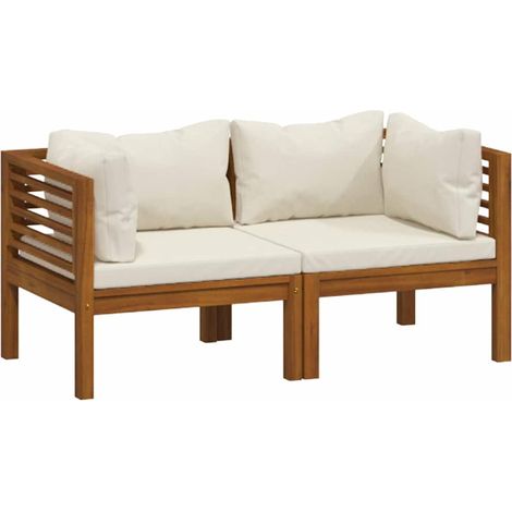 Maison Exclusive - Divano da Giardino a 2 Posti con Cuscino Crema Massello Acacia (1/5)