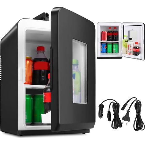 Jiubiaz Mini Kühlschrank, zum kühlen und heizen, 15L Kühlbox, 230V AC für Steckdose und 12V DC für Auto Minibar, Bierkühlschrank Getränkekühlschrank