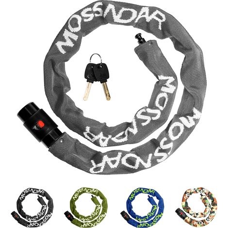 Antivol Vélo, 8mm 99cm 1170g Cadenas Vélo avec 2 Clés, Cadenas Vélo Antivol avec Rotation à 360° et Couvercle Anti-poussière, Chaîne Vélo Antivol pour Moto Vtt Porte Portail Clôture (Gris) (1/5)
