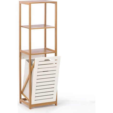 Estante para cesta de ropa de bambú 36x33x130 SRB23 Begryf (1/5)