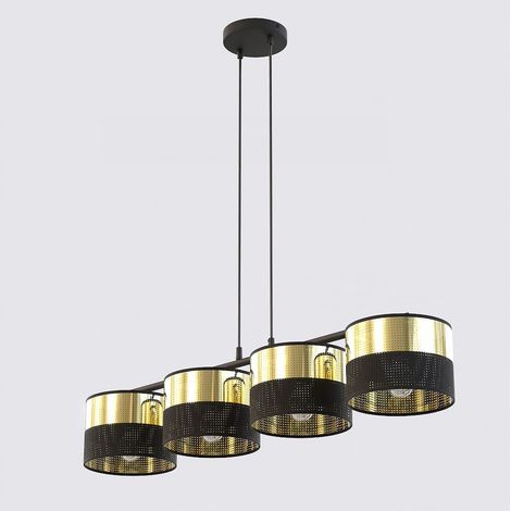 Lampada a sospensione LUX in acciaio nero e oro