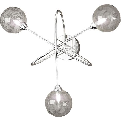 SUPER BALL APPLIQUE 3 LUCI ATTACCO G9 IN METALLO CROMO E VETRO (1/3)