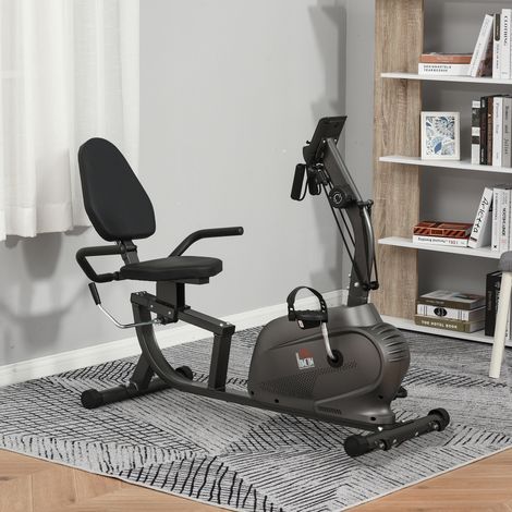 Bicicleta Estática con Respaldo de 8 Niveles de Resistencia con Volante Asiento Ajustable, Pantalla LCD y Soporte (1/5)
