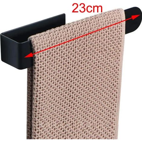 Porte-serviettes (23 cm, noir) - Porte-serviettes sans perforation - Porte-serviettes de salle de bain auto-adhésif - Porte-serviettes de cuisine/salle de bain - Articles ménagers (1/5)