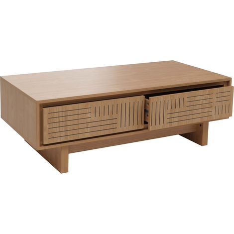 Tavolino salotto HHG-907, tavolo da divano elegante, 2 cassetti 2 scomparti, melamina 40x120x60cm, olmo naturale