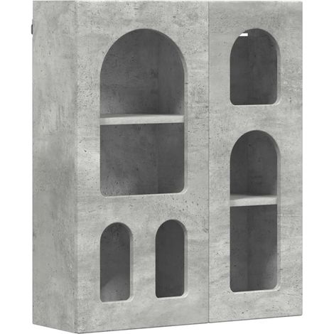Armario colgante moderno con estantes 59 x 20 x 71 cm gran capacidad de almacenamiento diseño elegante de madera gris hormigón 020054785 (1/5)