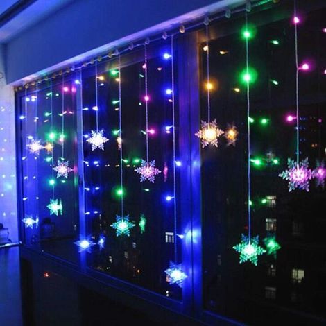 Rideau lumineux flocon de neige, guirlande lumineuse 4M 96 LED, décoration de fenêtre, noël, mariage, anniversaire-couleur (1/5)