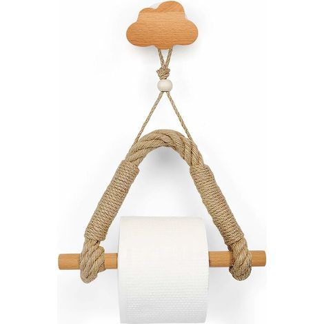 royaluxe - Porte-rouleau auto-adhésif sans perçage, porte-rouleau porte-rouleau porte-rouleau porte-papier porte-rouleau fixation murale vintage corde de chanvre décor pour toilette et salle de bain (1/5)