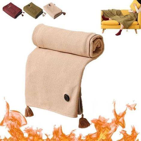Châle chauffant portable - - 1 personne - 3 niveaux de chaleur - Chauffage rapide - USB (1/4)