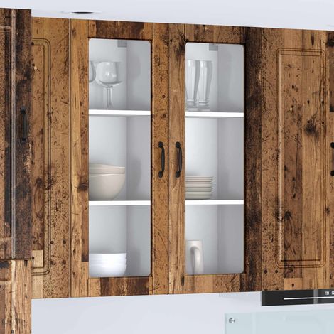 vidaXL Mobile in vetro da parete PORTO Legno vecchio 80 x 31 x 100 cm