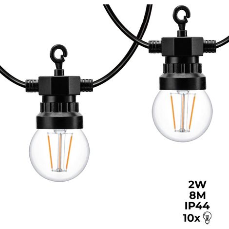 Guirlande lumineuse LED 10 ampoules intégrées - 8 mètres - Blanc Chaud (1/5)