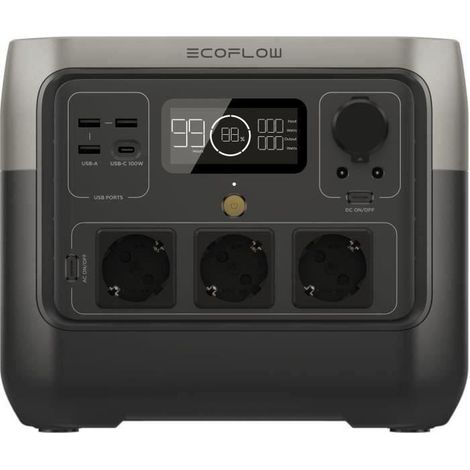 Ecoflow – Générateur électrique portable RIVER 2 PRO 768Wh – 3 sorties CA 800W – Surtension 1600W – Idéal pour chantiers extérieurs