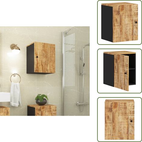 Armoire de salle de bain murale 38x33x48cm bois massif manguier - Armoire De Salle De Bain - Meuble Salle De Bain - Rangement Salle De Bain - Armoire Murale - Bois Massif (1/5)