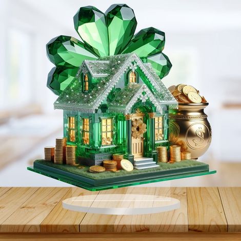 Plateau Céramique - Décor À Quatre Trèfles En Acrylique Verte - Pour Décoration De Table Ou Étagère - Idéal Pour La Saint-Patrick - 1 Pièce (1/5)
