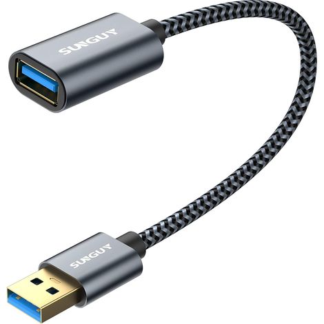Câble Rallonge USB 3.0,Câble Extension USB 3.0 Mâle A vers Femelle A 5 Gbps Compatible Pour Hub USB, Disque Dur Externe, Clavier, Souris [0.3m-Gris-1pièces] (1/5)