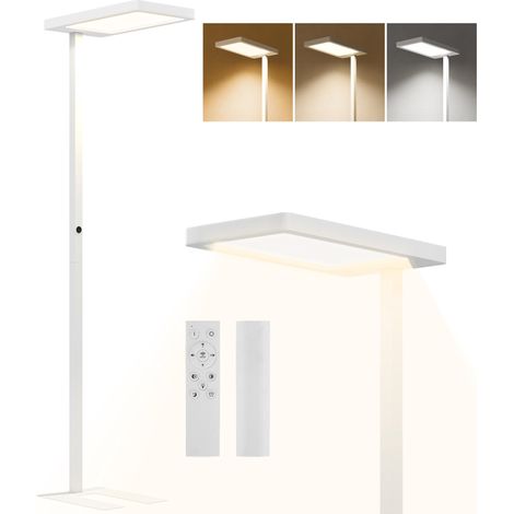 Lampadaire sur pied salon LED dimmable spectre complet pour le soin des yeux télécommande 60 x 32 x 196 cm blanc (1/5)