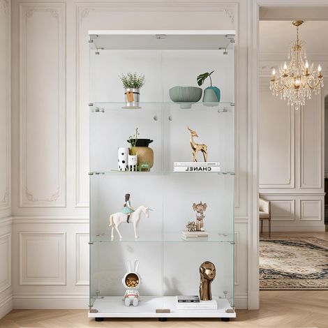 Vitrine en verre - meuble de rangement pour objets de collection - cave à vin - meuble anti-poussière - convient aux salons, chambres, bureaux, etc. (1/5)