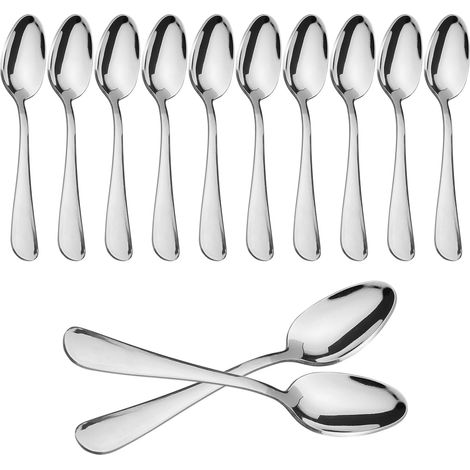 12 Cuillères à Moka, Acier Inoxydable 18/0, Hautement Poli, Résistant aux Taches, Lave-vaisselle (1/5)