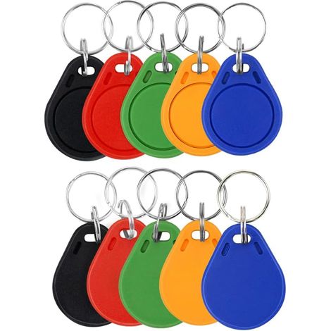 Porte-clés RFID avec carte IC, 13,56 MHz, jeton de clé de proximité pour système de contrôle d'accès de serrure de porte, lecture seule, pas d'écriture (1/5)
