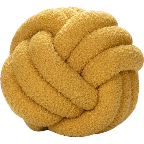 Coussin Nœud - Coussin Au Sol - En Peluche Douce - Diamètre 60 cm - Hauteur 25 cm - Pour Salon Chambre Dortoir - Jaune - 1 Pièce