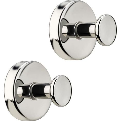 Crochets ventouses en acier inoxydable, crochets adhésifs puissants sans perçage pour salle de bain,crochets muraux étanches adaptés pour douche, cuisine, carreaux, panneaux, verre, marbre (lot de 2) (1/3)