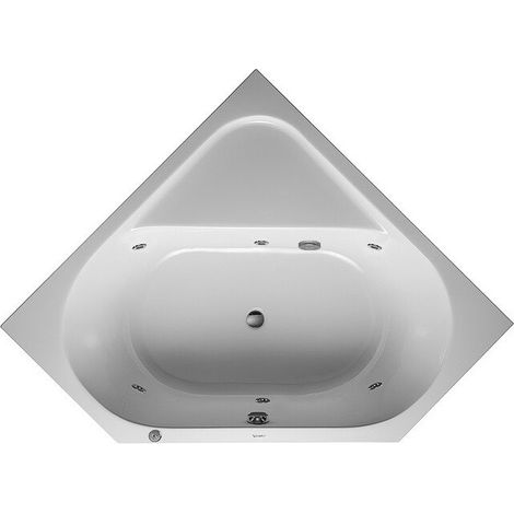 Baignoire balnéo d'angle D-CODE 140 l, 1400 x 1400 mm, blanc, 2 panneaux arrière Jet Project DURAVIT