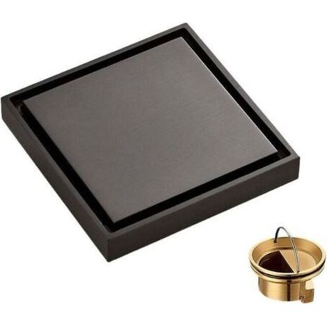 Siphon de sol carré en cuivre pur 10 cm × 10 cm, design invisible, gris (1/4)