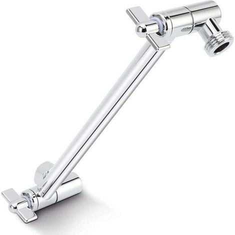 Zoternen Shower Head Extension, 25cm, Adjustable Shower Arm, Tool-Free Installation, Chrome, for All Shower Angles, Universal G1/2 Connection, Silver (1/4)