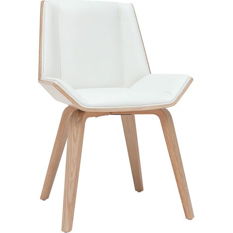 Silla moderna blanca y madera clara MELKIOR
