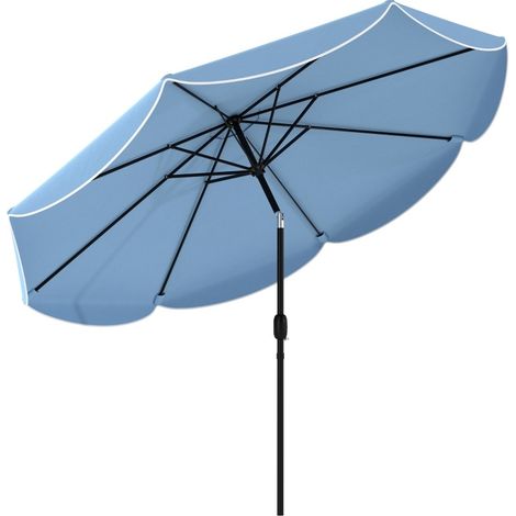 Ombrellone rotondo da balcone inclinabile a 3 posizioni con manovella Ø265x235 cm blu (1/5)